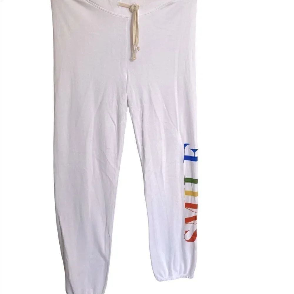 🌈 Sundry “SMILE” Rainbow Graphic Lounge Jogger Pants – Women’s Size 2/ Small